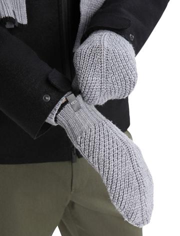 Women's Icebreaker Unisex Merino Waypoint Mittens Gloves Gritstone Heather / Black | CA 1444WNBY